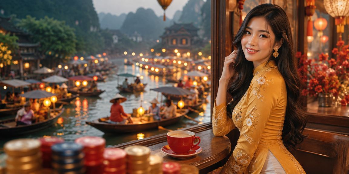 Người chơi VIP nhận thưởng tại quán cà phê vùng núi Ninh Bình nhìn ra cảnh quan thiên nhiên